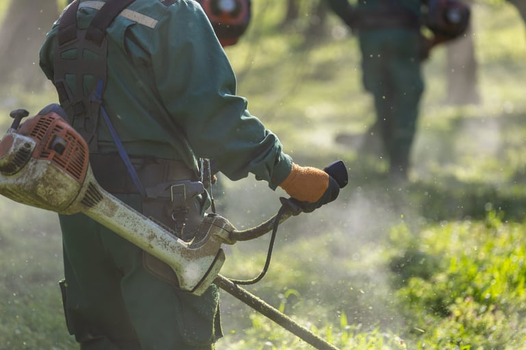 Pulizia terreni con decespugliatore professionale